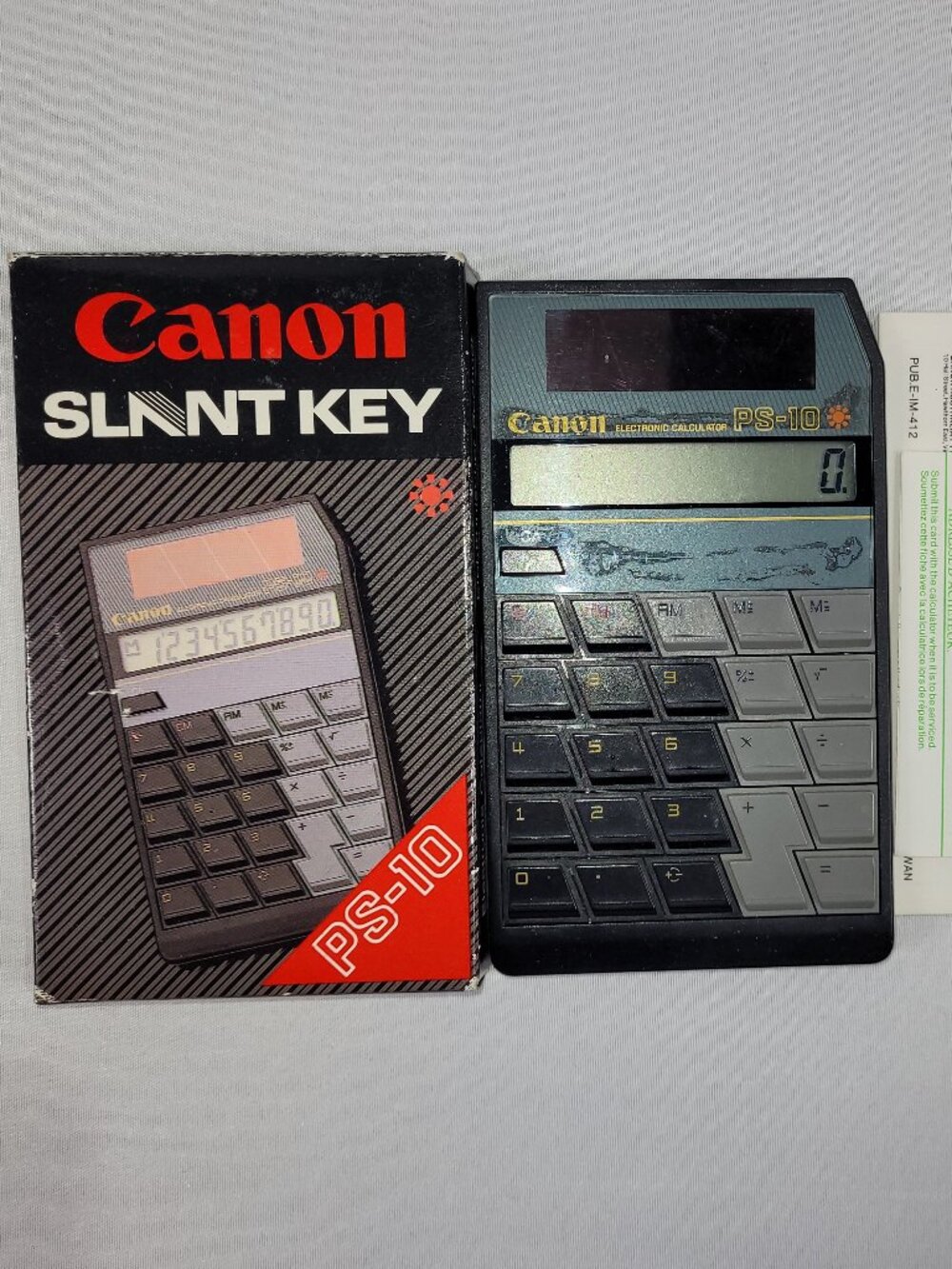 Canon Slant Key PS-10 Vintage Electronic Solar Calculator